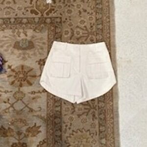 Trina Turk White High Waist Shorts Pocketed Cotton Blend Summer Casual